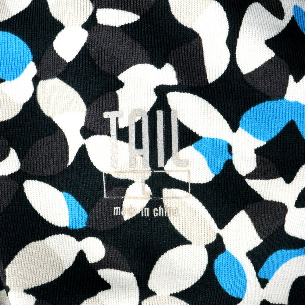 Tail Golf Top Womens Large Black White Blue Print Quarter Zip Short Sleeve - Picture 3 of 13